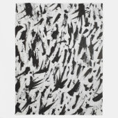 Zwart-wit Abstracte Brushstrokes Art Fleece Deken (Voorkant)