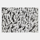 Zwart-wit Abstracte Brushstrokes Art Inpakpapier Vel (Voorkant 3)