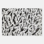 Zwart-wit Abstracte Brushstrokes Art Inpakpapier Vel (Voorkant 2)