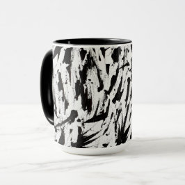Zwart-wit Abstracte Brushstrokes Art Mok