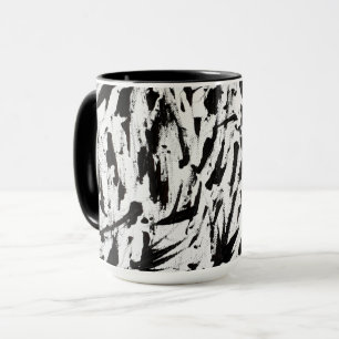 Zwart-wit Abstracte Brushstrokes Art Mok