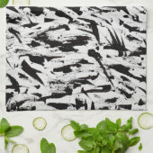 Zwart-wit Abstracte Brushstrokes Art Theedoek (Gevouwen)