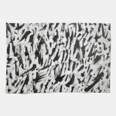 Zwart-wit Abstracte Brushstrokes Art Theedoek (Horizontaal)