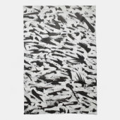 Zwart-wit Abstracte Brushstrokes Art Theedoek (Verticaal)