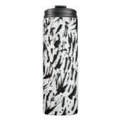 Zwart-wit Abstracte Brushstrokes Art Thermosbeker (Voorkant)