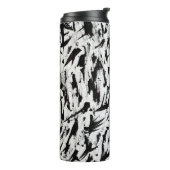 Zwart-wit Abstracte Brushstrokes Art Thermosbeker (Gedraaid links)