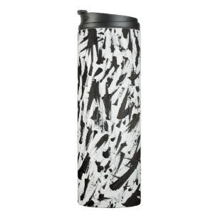 Zwart-wit Abstracte Brushstrokes Art Thermosbeker