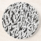 Zwart-wit Abstracte Brushstrokes Art Zandsteen Onderzetter (Voorkant)