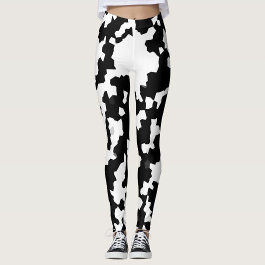 Zwart-wit Abstracte camouflage downloaden en Leggings (Voorkant)