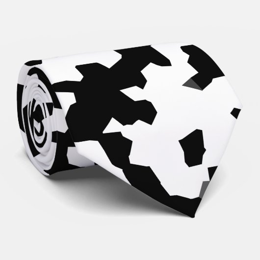 Zwart-wit Abstracte camouflage Stropdas (Opgerold)