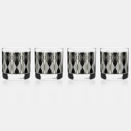 Zwart-wit Abstracte Drinkware Set Whisky Glas (Achterkant)