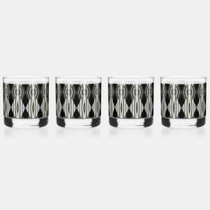 Zwart-wit Abstracte Drinkware Set Whisky Glas