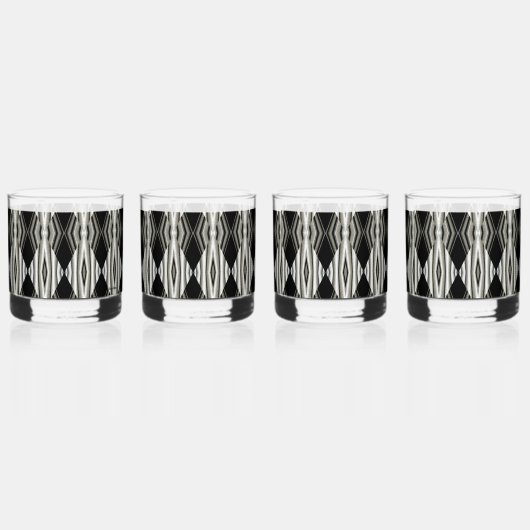 Zwart-wit Abstracte Drinkware Set Whisky Glas (Voorkant)