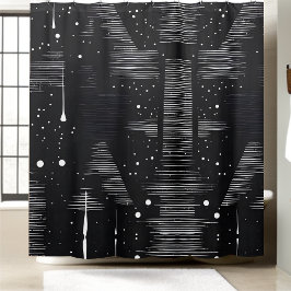 Zwart-wit Abstracte Drop Style 1 Douchegordijn