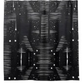 Zwart-wit Abstracte Drop Style 1 Douchegordijn (Voorkant)