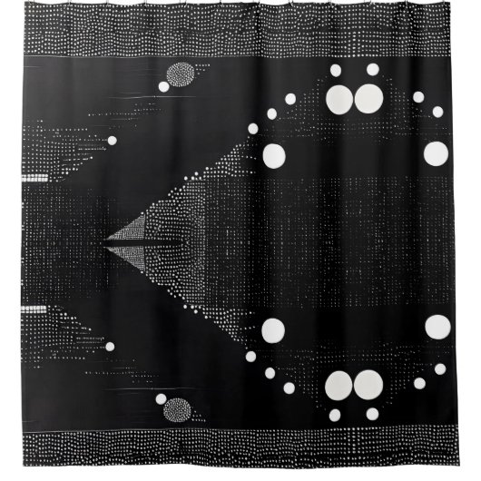 Zwart-wit Abstracte Drop Style 2 Douchegordijn (Voorkant)