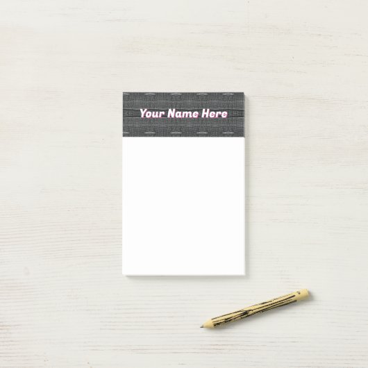 Zwart-wit Abstracte gepersonaliseerde post It Note (Op bureau)