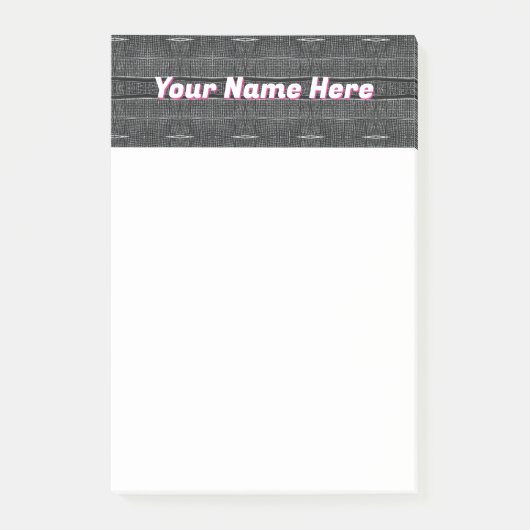 Zwart-wit Abstracte gepersonaliseerde post It Note (Voorkant)
