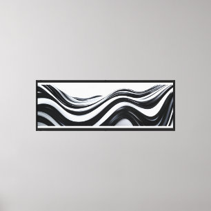 Zwart-wit Abstracte golven Canvas Print