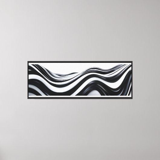Zwart-wit Abstracte golven Canvas Print (Voorkant)