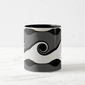 Zwart-wit abstracte golven tweekleurige koffiemok (Center)