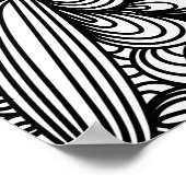 Zwart-wit abstracte handgetekende krabbelkunst poster (Hoek)