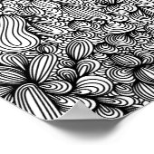 Zwart-wit abstracte handgetekende krabbelkunst poster (Hoek)