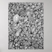 Zwart-wit abstracte handgetekende krabbelkunst poster (Voorkant)