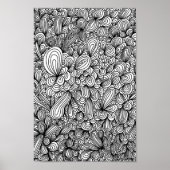 Zwart-wit abstracte handgetekende krabbelkunst poster (Voorkant)