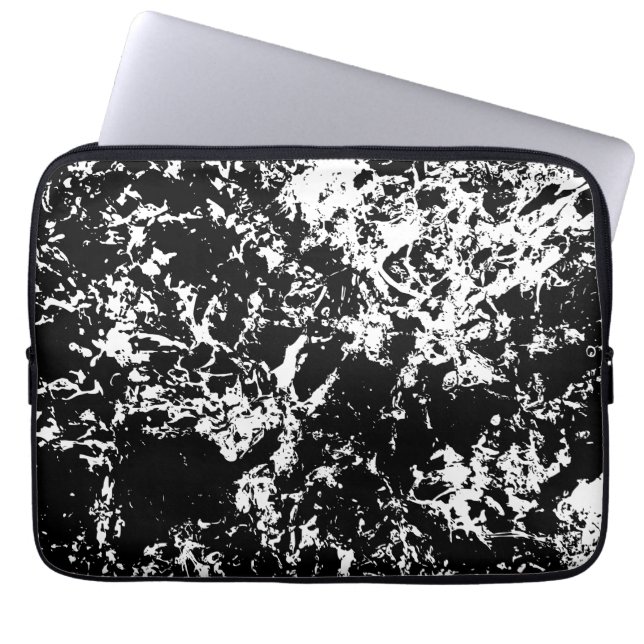 Zwart-wit Abstracte ijsvorming Laptop Sleeve (Voorkant)