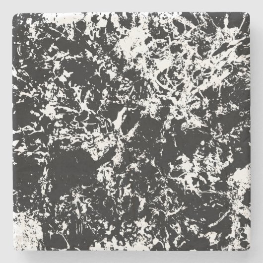 Zwart-wit Abstracte ijsvorming Stenen Onderzetter (Voorkant)