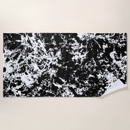 Zwart-wit Abstracte ijsvorming Strandlaken (Voorkant)