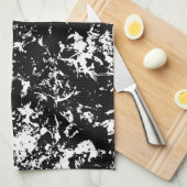 Zwart-wit Abstracte ijsvorming Theedoek (Quarter Fold)