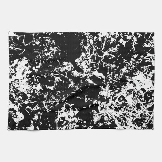 Zwart-wit Abstracte ijsvorming Theedoek (Horizontaal)