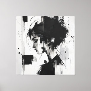 Zwart-wit abstracte kunst  canvas afdruk