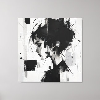 Zwart-wit abstracte kunst canvas afdruk