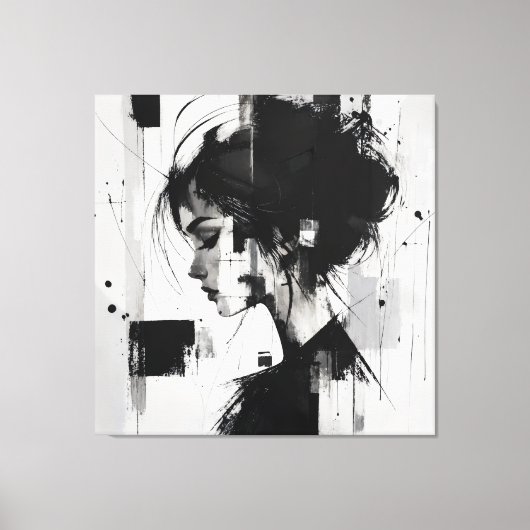 Zwart-wit abstracte kunst  canvas afdruk (Voorkant)