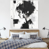 Zwart-wit abstracte kunst  canvas afdruk (Insitu (Slaapkamer))