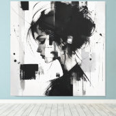 Zwart-wit abstracte kunst  canvas afdruk (Insitu (Houten vloer))