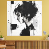 Zwart-wit abstracte kunst  canvas afdruk (Insitu (Woonkamer))