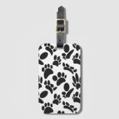 Zwart-Wit Abstracte Kunst Hond Pootafdruk Bagagelabel (Voorkant (verticaal))