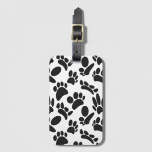 Zwart-Wit Abstracte Kunst Hond Pootafdruk Bagagelabel