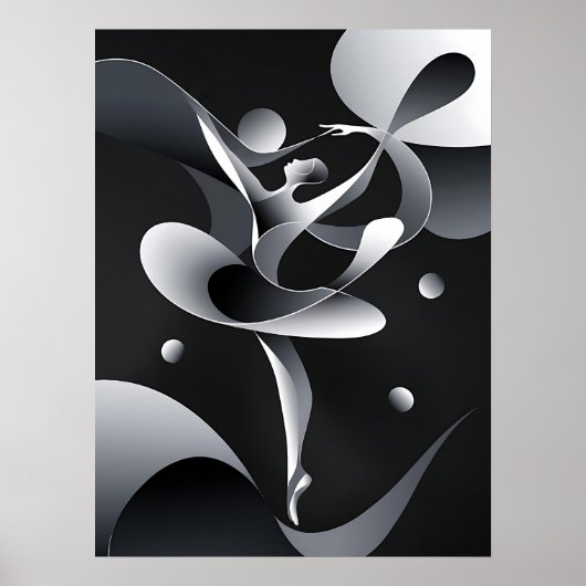 Zwart-wit Abstracte kunst, Modern Dancer Poster (Voorkant)