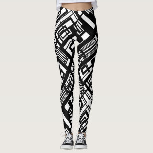 Zwart-wit abstracte leggingen leggings