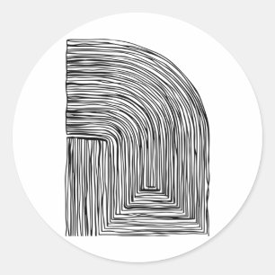 Zwart-wit Abstracte lijn Art Print Sticker
