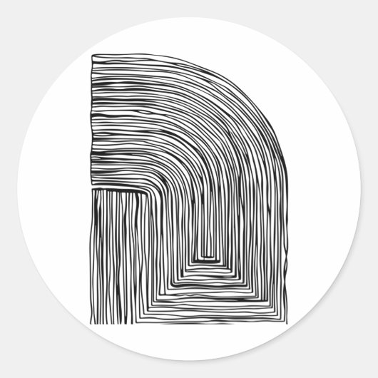 Zwart-wit Abstracte lijn Art Print Sticker (Voorkant)