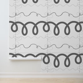 Zwart-wit Abstracte lijnen behang