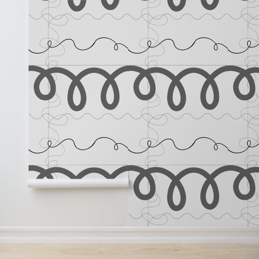 Zwart-wit Abstracte lijnen behang (Applicatie)