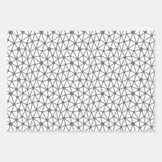 Zwart-wit abstracte lijnen en stippen inpakpapier vel (Voorkant 3)