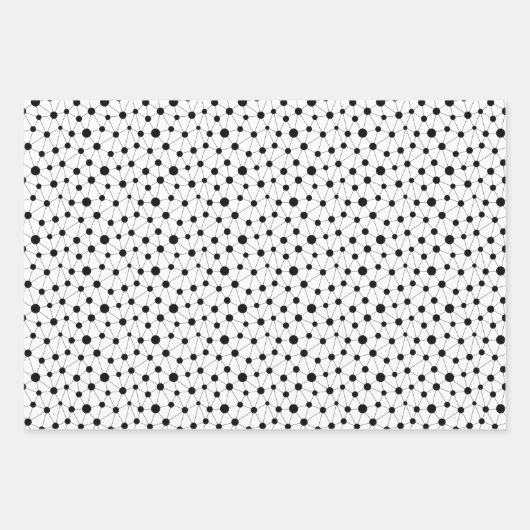 Zwart-wit abstracte lijnen en stippen inpakpapier vel (Voorkant 2)